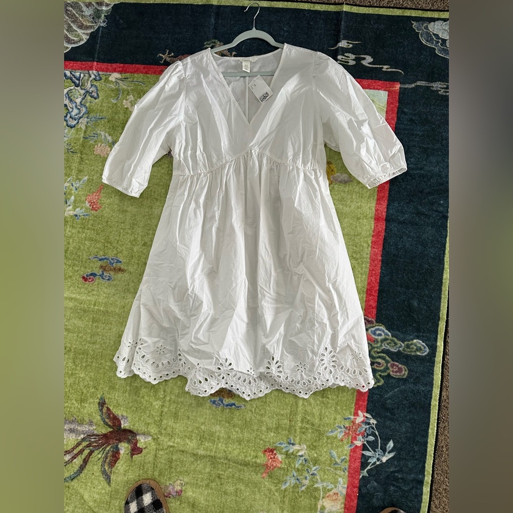 NWT Maternity H&M MAMA white dress eyelet summer sundress